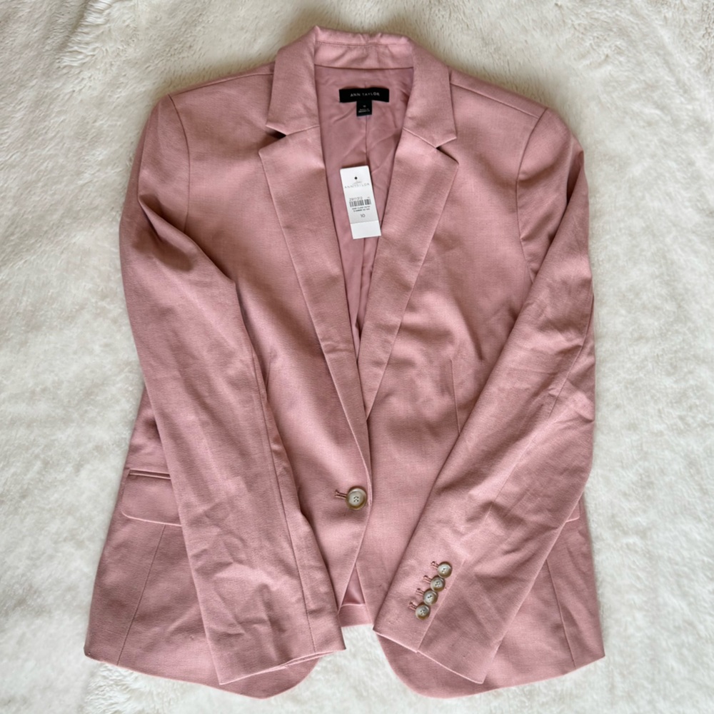 Ann Taylor Pink Solid Blazer Size 10 NWT